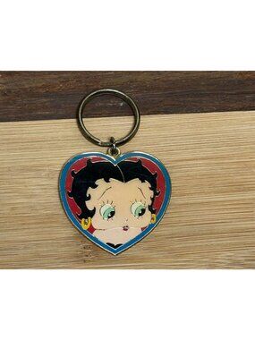Vintage 1994 Betty Boop Heart Enamel Keychain KFS KS Retro Cartoon Key Ring
